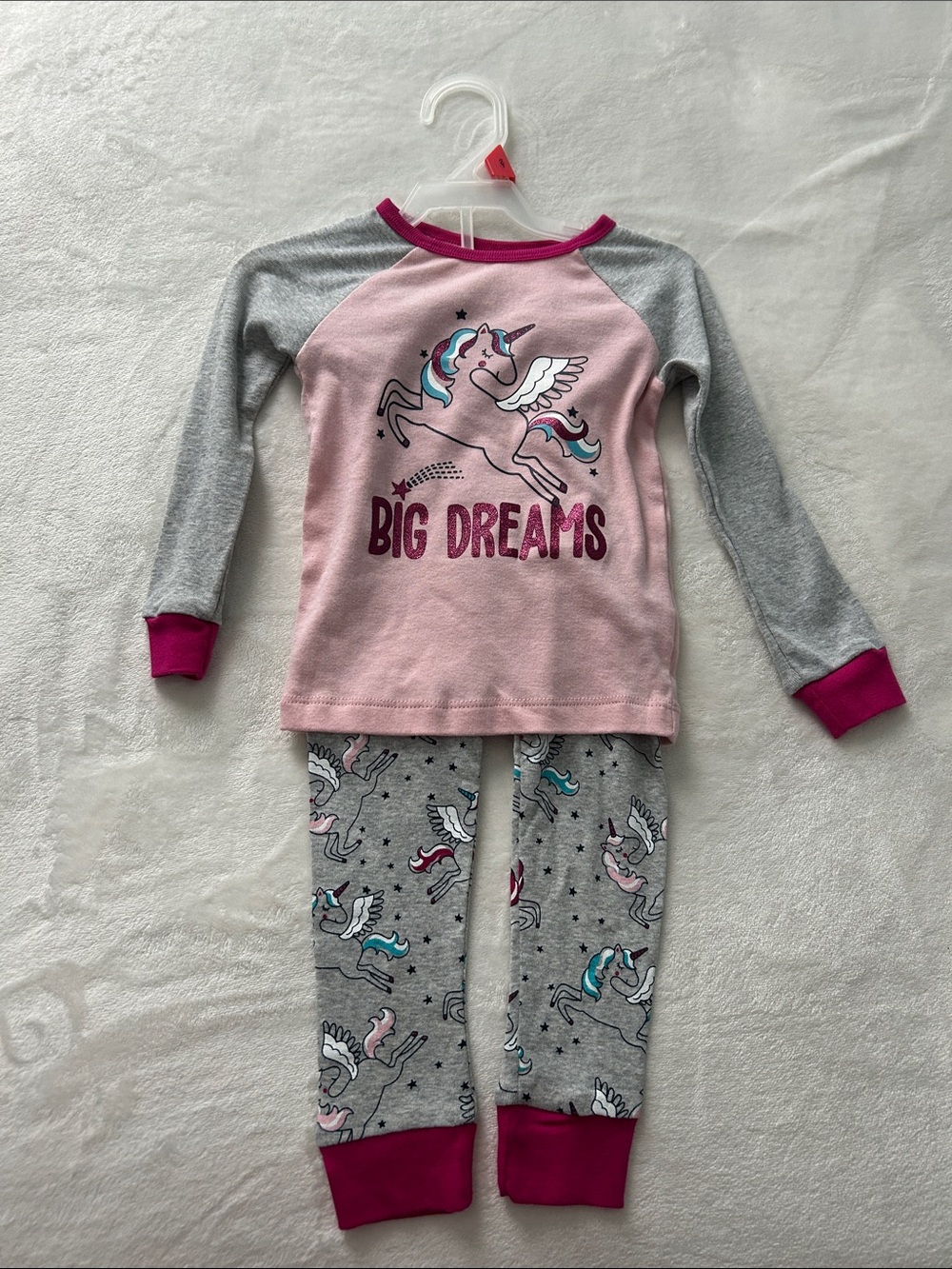 wonder nation Pink & Gray Unicorn 'Big Dreams' Pajama Set
